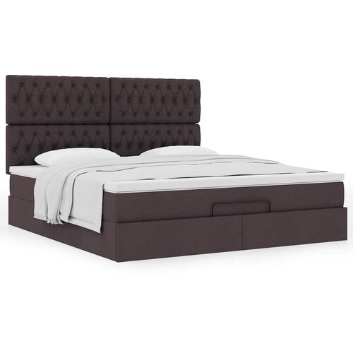 VidaXL Otomanski krevet s madracem tamnosmeđi 160x200cm od tkanine Slike