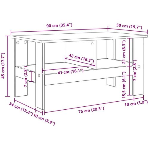 Stolić za kavu Crni hrast 90 x 50 x 45 cm Konstruirano drvo Slike