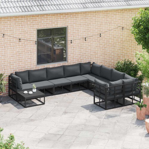  Sjedeća garnitura za vrt 9 kom. Crna Aluminij 423 x 213 x 71 cm Slike
