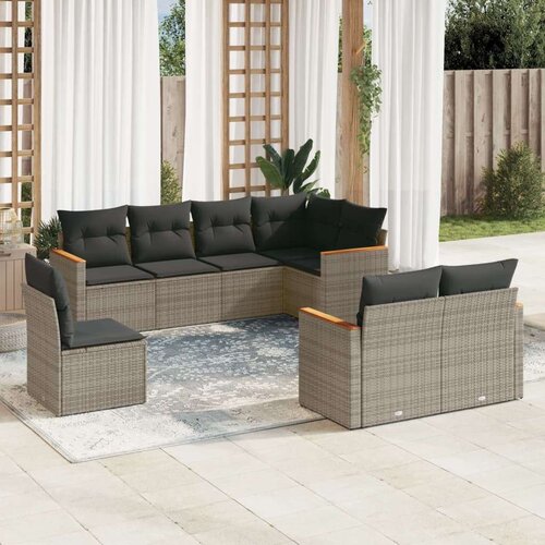  8-dijelni set vrtnih sofa od poliratana s jastucima sivi Cene