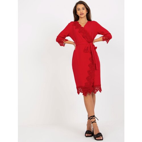 Fashion Hunters Pleated red midi cocktail dress Slike