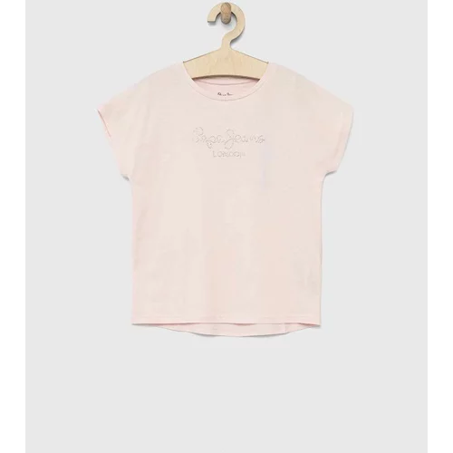 Pepe Jeans Dječja pamučna majica kratkih rukava Nuria boja: ružičasta
