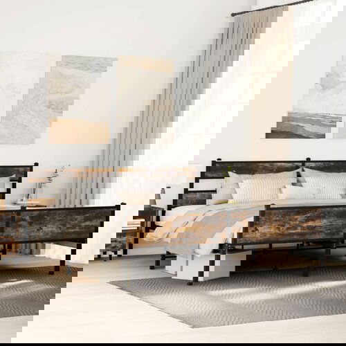 VidaXL Metalni okvir kreveta bez madraca boja hrasta 180x200 cm Slike