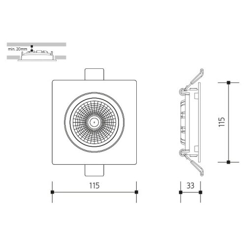 led ugradno plafonsko svetlo LED/18W/230V 3000K 11,5x11,5 cm crno Slike