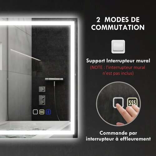  Kupaonsko LED Bluetooth ogledalo 80 x 100 cm dodirni prekidač protiv zamagljivanja srebrna Slike
