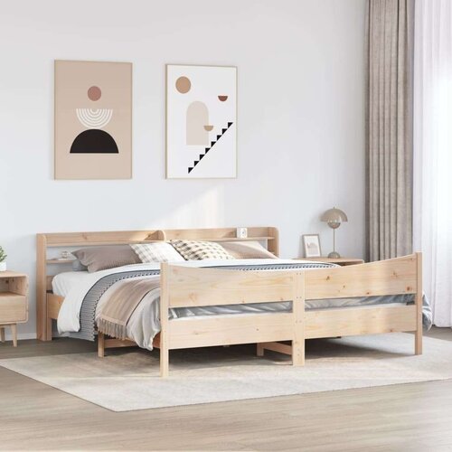  Okvir kreveta s uzglavljem 200 x 200 cm od masivne borovine Slike