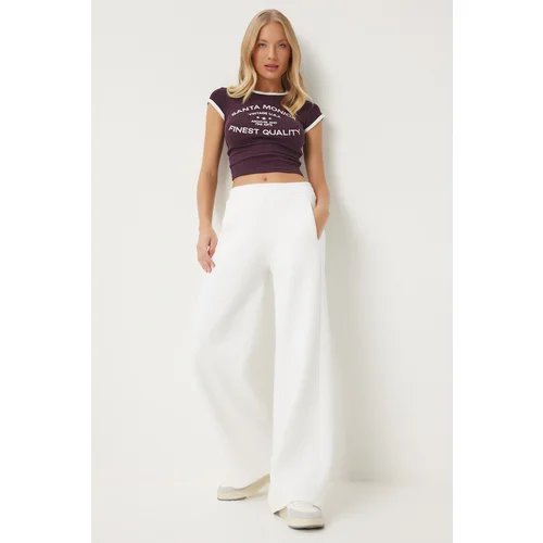 Happiness İstanbul Women's White Raised Straight Leg Thick Sweatpants