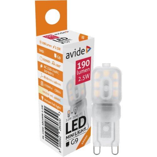 Avide Sijalica, G9, LED 2.5W, 4000K, 230V AC, bijela svjetlost &amp;ndash; ABG9NW-2.5W Slike