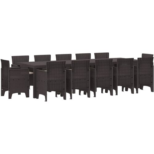 vidaXL Vrtni set za objed s jastukom 13 pcs Smeđa i taupe Poli ratan Cijene