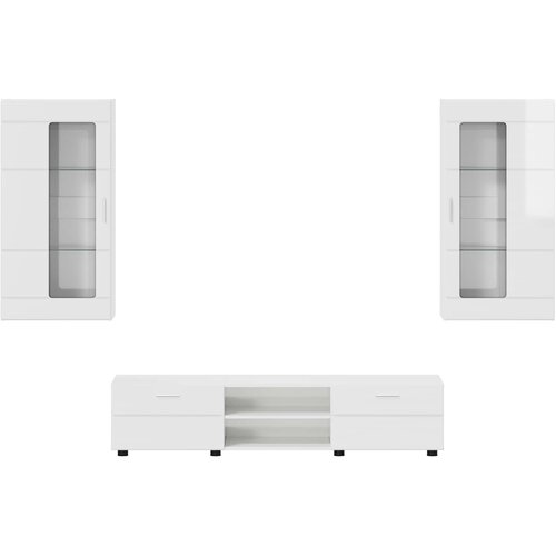  Set TV komoda FLORIN 3 pcs Visoki sjaj bijela Konstruirano drvo Slike
