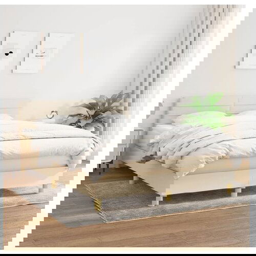 VidaXL Krevet s oprugama i madracem krem 140x200 cm od tkanine Slike