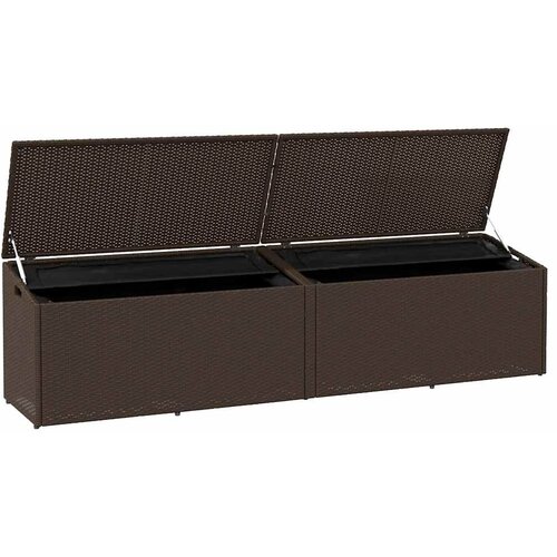  Vrtna kutija za pohranu smeđa 220x50x58 cm poli ratan - Smeđa 220 x 50 x 58 cm Slike