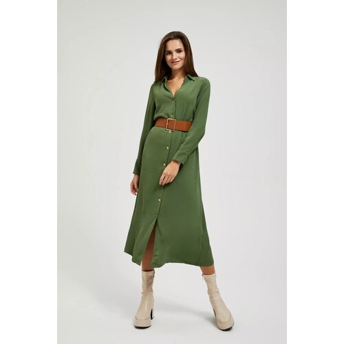 Moodo Midi dress with wide khaki belt Slike