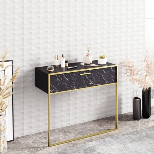 Hanah home Polka - Black GoldBlack Sideboard Cene