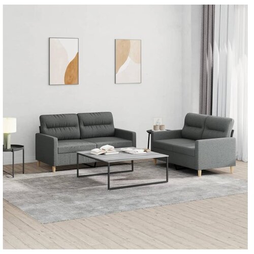 vidaXL 2-dijelni set sofa s jastucima tamnosivi od tkanine Cijene