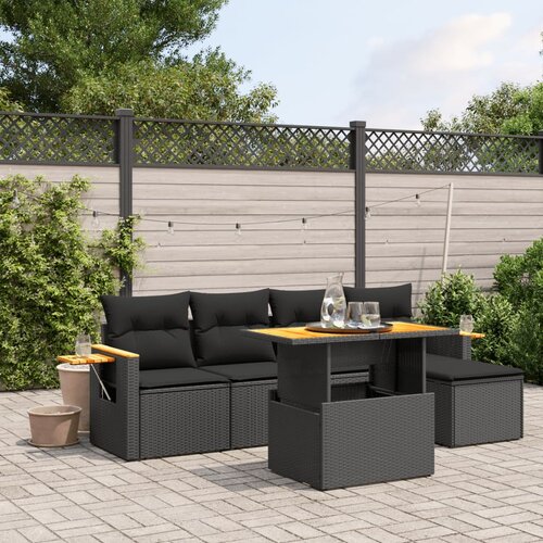 vidaXL 6-dijelni set vrtnih sofa s jastucima crni od poliratana Cijene