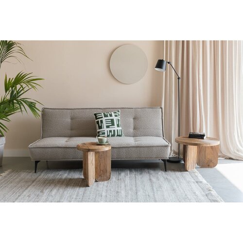 White Label Bež raztegljiva sedežna garnitura iz tkanine boucl&amp;eacute; 184 cm Cielke &amp;ndash; Slike