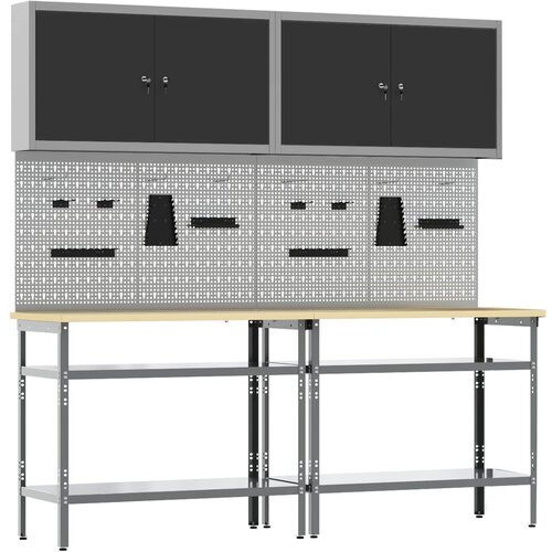  Set radnog stola 8 kom. Crna i Siva Čelik s prahom premazan Cijene