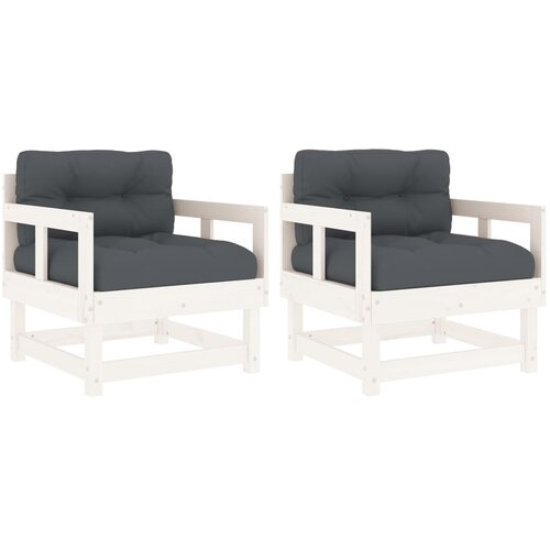 Maison Chic Vrtni stoli - Stol za vrt z blazino 2 kosa bela trdna borovina JS2539, (21876135) Slike