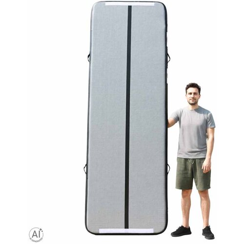  Gimnastička strunjača na napuhavanje s pumpom, 300 &amp;times; 100 &amp;times; 10 cm, siva Slike