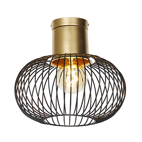 QAZQA Dizajnerska stropna svetilka črna z zlatom - Mayelle