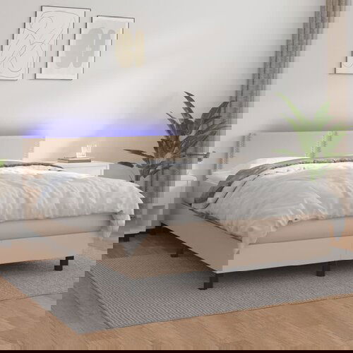 VidaXL Box spring postelja z vzmetnico LED kapučino 140x200 cm Slike