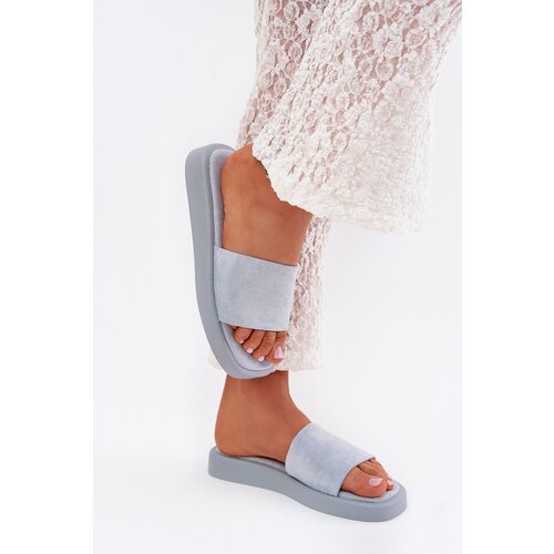 Boto Ladies Platform Sandals Made Of Eco Suede Light Blue Jorina Cene
