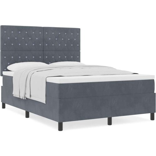 VidaXL box spring krevet s du&amp;scaron;ekom tamno siva 140x200 cm bar&amp;scaron;un Slike