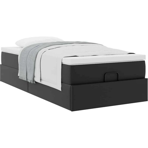 VidaXL Otomanski okvir kreveta s madracem crni 90x190 cm umjetna koža Slike