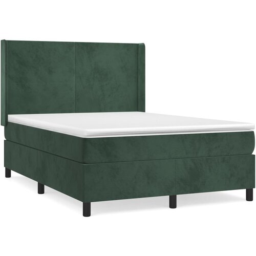 VidaXL Box spring postelja z vzmetnico temno zelena 140x200 cm žamet, (20899959) Slike