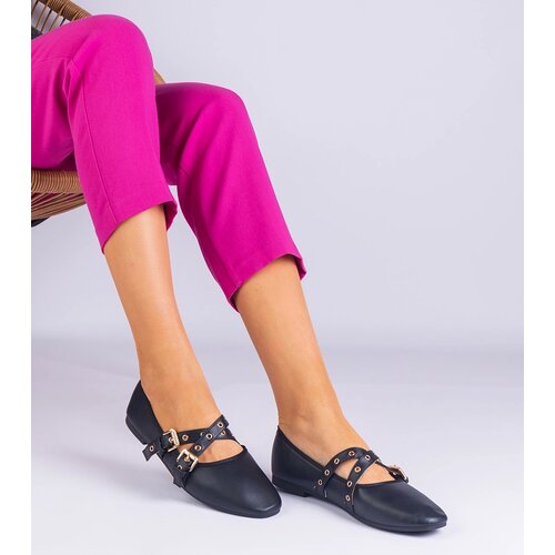 Gemre Black eco-leather ballerinas decorated with buckles Emmarino Cijene