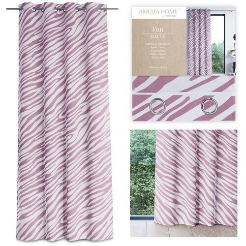  Curtain FUN color pink printed theme animal style tropical silver silver metal eyelets velvet 140x250 AmeliaHome Slike