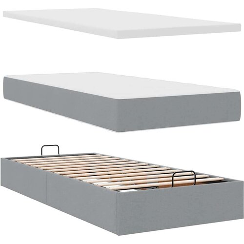 VidaXL otomanski okvir kreveta s madraca svijetlosivi 80x200cm tkanine Slike