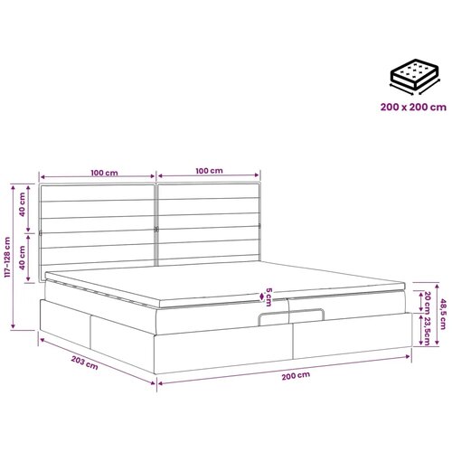  Podesivi krevet s madracem Sivosmeđa 200 x 200 cm Tkanina - Sivosmeđa 200 x 200 cm Dizajn linija Slike