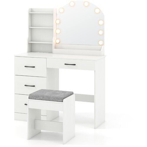 Costway Strani&scaron;če z osvetlitvijo LED 3 barve z nastavljivo svetlostjo Bela, (5000399667) Cene