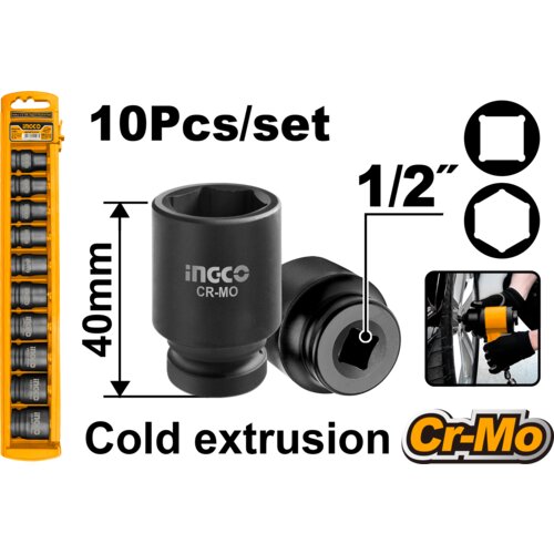 Ingco SET NASADNIH KLJUČEVA 1/2 10/1 HKISSD12101 Slike