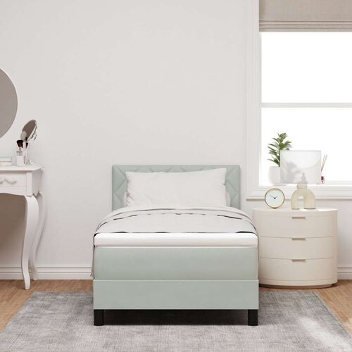 vidaXL Box Spring postelja z vzmetnico svetlo siva 90x200 cm žamet Cene