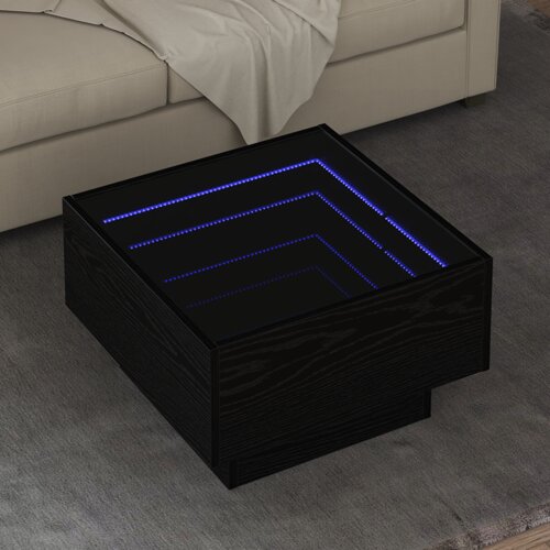 VidaXL Klubska miza Črni hrast 50 x 50 x 30 cm Konstruiran les Slike