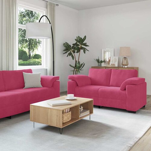  Dvodijelni set sofa s jastucima, vinsko crveni bar&scaron;un Cijene