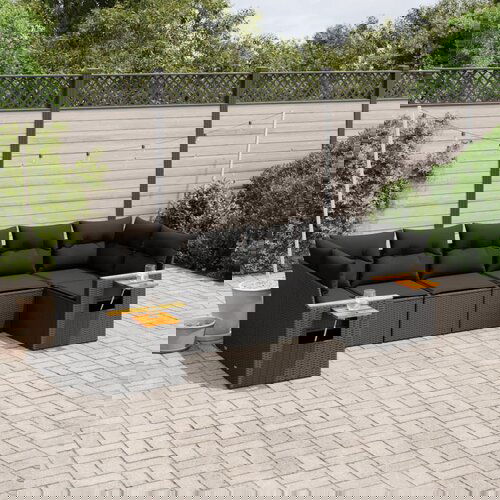 vidaXL 7-dijelni set vrtnih sofa od poliratana s jastucima crni Cijene