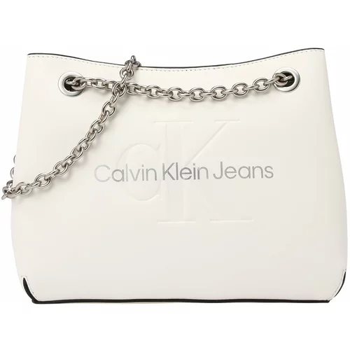Calvin Klein Jeans Torba za čez ramo srebrna / volneno bela