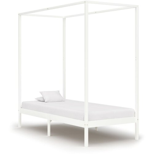  Posteljni okvir z baldahinom bel iz trdne borovine 90x200 cm Slike