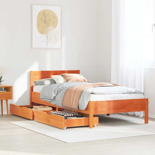 Furnova Posteljni okvir brez vzmetnice vo&amp;scaron;čeno rjav 90x190 cm borovina, (21943208) Slike
