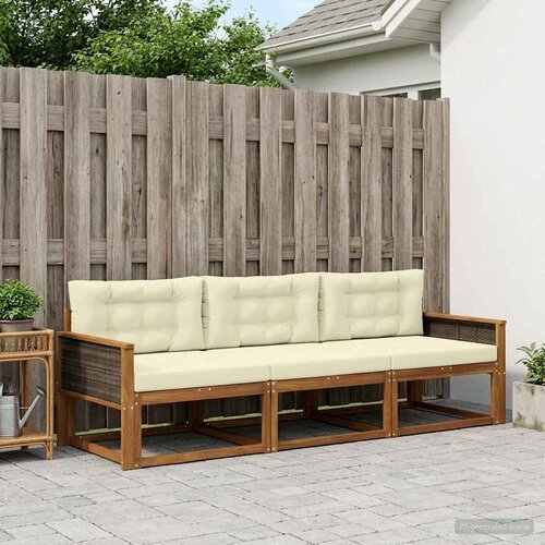  Set vanjskih sofa 3 kom. Prirodna i krem Cene
