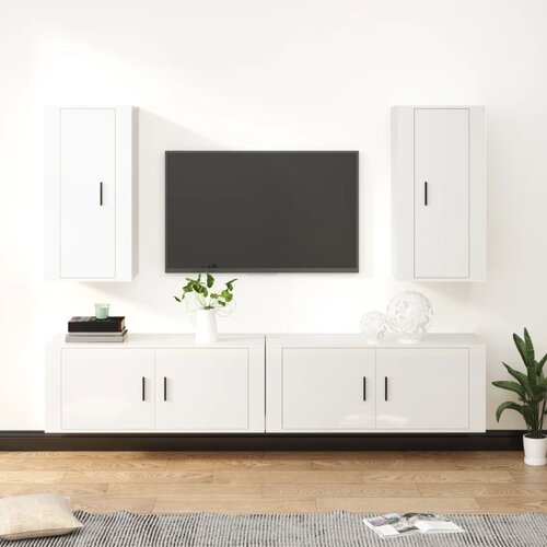 VidaXL 4-dijelni set TV ormarića sjajni bijeli drveni Slike