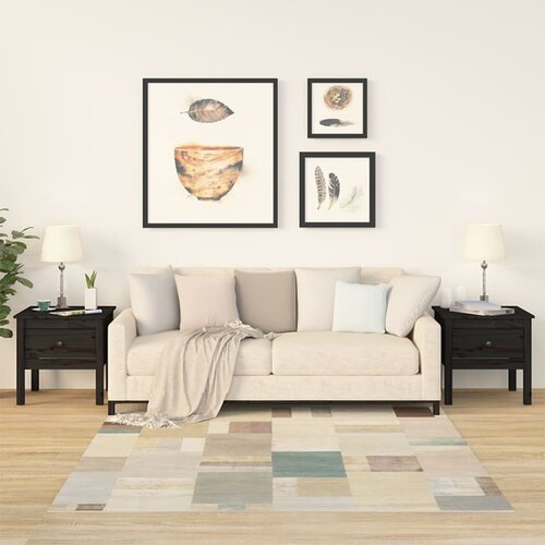 vidaXL Stranske mizice 2 kosa črne 50x50x49 cm trdna borovina Cene