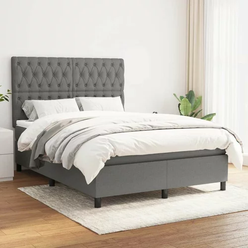  Box spring posteljni z vzmetnico temno siv 140x190 cm blago, (20738789)