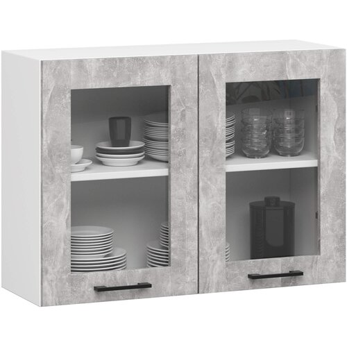 AKORD OLIWIA Kabinet za prikaz W80 H580 BELO / BETON, (21713702) Cene