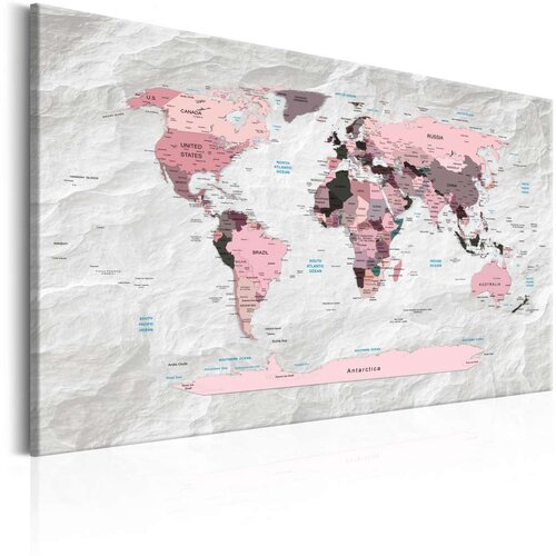  Slika - World Map: Pink Continents 60x40 Cene