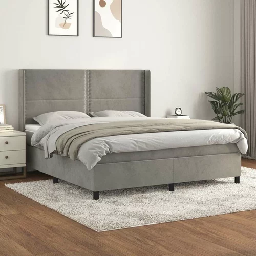  Box spring postelja z vzmetnico svetlo siva 160x200 cm žamet, (20901328)